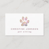Pet Sitter Glitter Poot Print logo Visitekaartje (Voorkant)