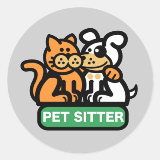 Pet Sitter (kat en hond) Ronde Sticker (Voorkant)