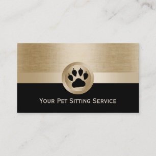 Pet Sitter Modern Paw Black & Gold Visitekaartje