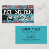 Pet Sitter Pour Louer Cartes de visite - Bleu Roug (Devant / Derrière)