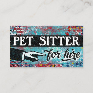 Pet Sitter Pour Louer Cartes de visite - Bleu Roug