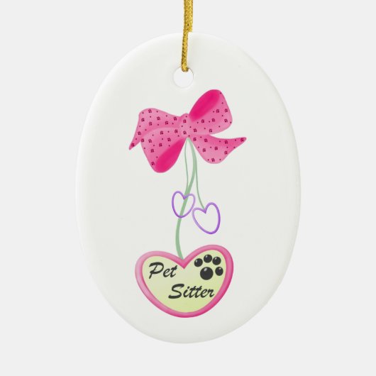 Pet Sitter (roze gevaar) Keramisch Ornament (Voorkant)