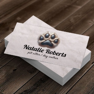 Pet Sitter Schattige Furry Paw Print Dog Walker Visitekaartje