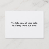 PET SITTER VISITEKAARTJE (Achterkant)