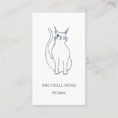 Pet Sitter Winking Kat Navy Blue QR-code Visitekaartje (Voorkant)