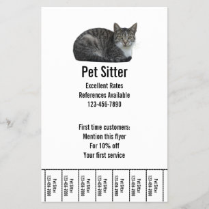 Pet Sitter Zwart-wit Tekst Sjabloon Flyer