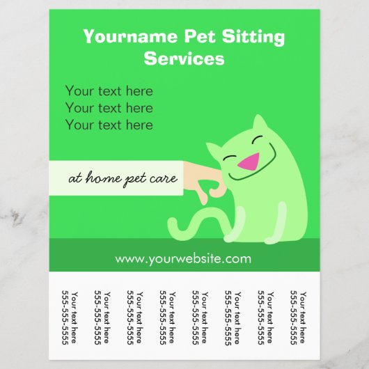 Pet Sitter's Cat Flyer-green Flyer (Voorkant)