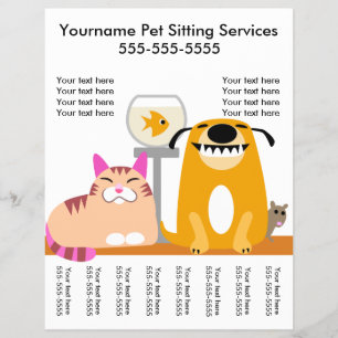 Pet Sitter's Flyer met labels-hond, kat, vis, muis