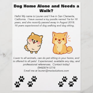 Pet Sitting and Dog Walking Flyer