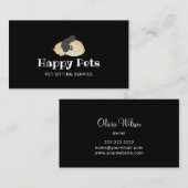 Pet Sitting Cute Dog & Cat Logo Pet Care Black Visitekaartje (Voorkant / Achterkant)