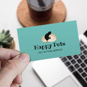 Pet Sitting Cute Dog & Cat Logo Pet Care Blauwgroe Visitekaartje