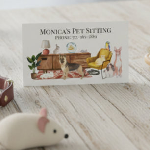 Pet Sitting Dog Cat Training Waterverven Pets Visitekaartje