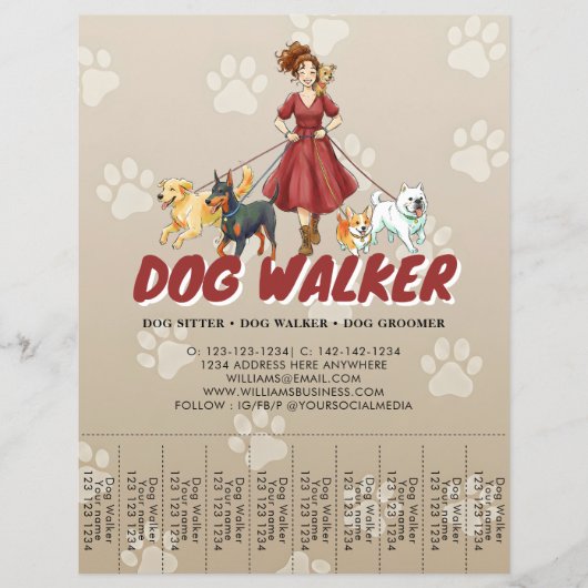 Pet Sitting Dog Walking Service Custom Flyer (Voorkant)