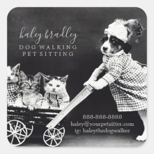 Pet Sitting Grooming Services Vierkante Sticker