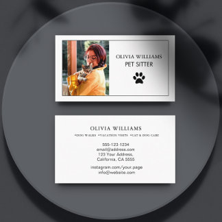 Pet Sitting Photo Minimal Paw Print Visitekaartje