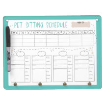 Pet Sitting Schedule Dry Erase Board