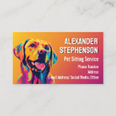 Pet Sitting Service Dog Walking Pop Art Golden Lab Visitekaartje (Voorkant)