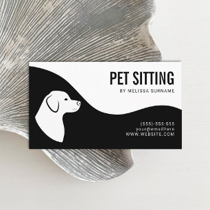 Pet Sitting Service Hond Silhouet Zwart-wit Visitekaartje