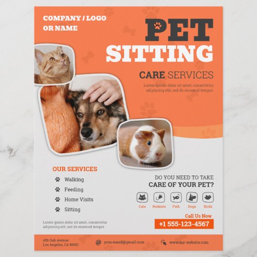 Pet Sitting Services-flyer Flyer (Voorkant)