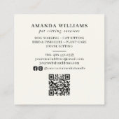 Pet Sitting Services Waterverf QR-code Vierkante Visitekaartje (Achterkant)