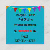 Pet Sitting  Vierkante Visitekaartje (Voorkant)