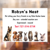 Pet Sitting Window Cling Raamsticker (Vel 2)