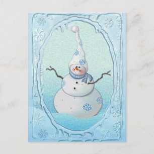 Pet SNOWMAN, SCARF & SNEEUW door SHARON SHARPE Briefkaart
