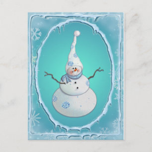 Pet SNOWMAN, SCARF & SNEEUW door SHARON SHARPE Feestdagenkaart