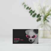 Pet Spa Salon - Dog met roze zonnebril Visitekaartje (Staand voorkant)