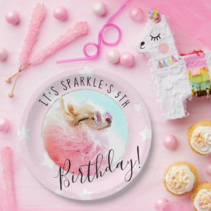 Pet Star Foto van Pet Birthday Party Pink Papieren Bordje