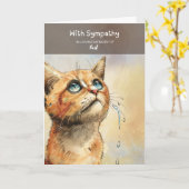 Pet Sympathie Sentiment met een Sad Kat met Tranen Kaart (Gele Bloem)