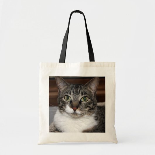 Pet Tabby Cat Face Foto Tote Bag (Voorkant)