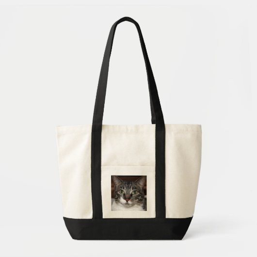 Pet Tabby Cat Face Foto Tote Bag (Voorkant)
