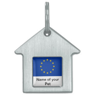 Pet Tag met vlag van de Europese Unie Huisdieren Naamplaatje