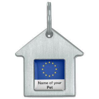 Pet Tag met vlag van de Europese Unie Huisdieren Naamplaatje