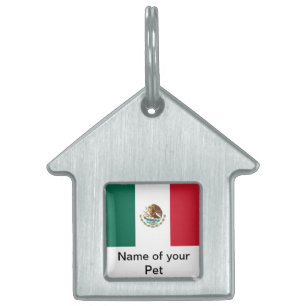Pet Tag met vlag van Mexico Huisdieren Naamplaatje
