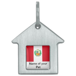 Pet Tag met vlag van Peru Huisdieren Naamplaatje