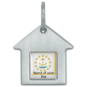 Pet Tag met vlag van Rhode Island State Huisdieren Naamplaatje