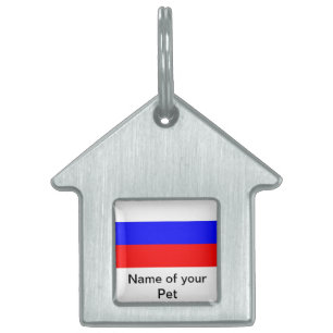Pet Tag met vlag van Rusland Huisdieren Naamplaatje