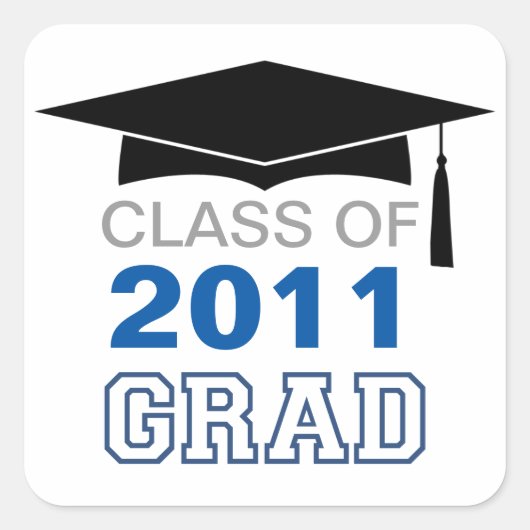 Pet & tassel blauw jaar afstuderen cadeau label (Voorkant)