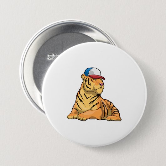 Pet Tiger Ronde Button 7,6 Cm (Voorkant /achterkant)