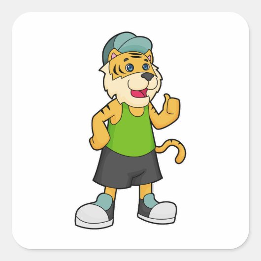 Pet Tiger Vierkante Sticker (Voorkant)