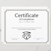 Pet Training Certificaat van Voltooiing (Voorkant / Achterkant)
