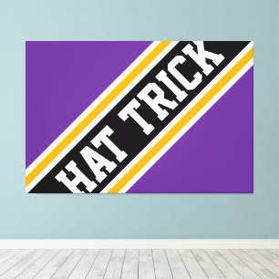 PET TRICK Fun Athletic Bold Paarse Zwarte Strepen Canvas Afdruk
