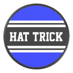 PET TRICK Helder Blauw Zwart Wit Racing Stripes Hockey Puck