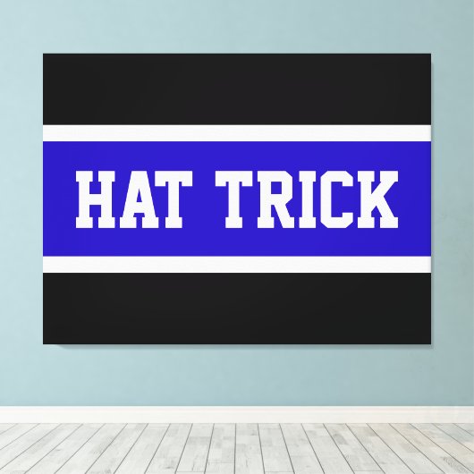 PET TRICK Royal Blue Zwart Wit Hockey Stripes Canvas Afdruk (Insitu (Houten vloer))