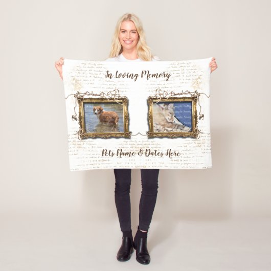 Pet TWEE FOTO afbeelding lijst wit  | Personaliser Fleece Deken (In situ)
