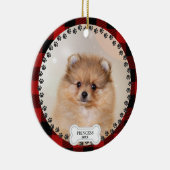 Pet Two Foto Kerstmis Rood Gepersonaliseerd Keramisch Ornament (Rechts)
