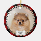 Pet Two Foto Kerstmis Rood Gepersonaliseerd Keramisch Ornament (Voorkant)