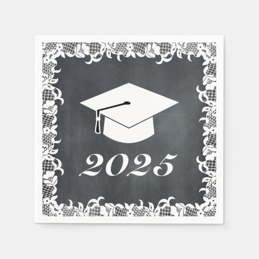 Pet van Blackboard & White Afstuderen Pet Servet (Voorkant)